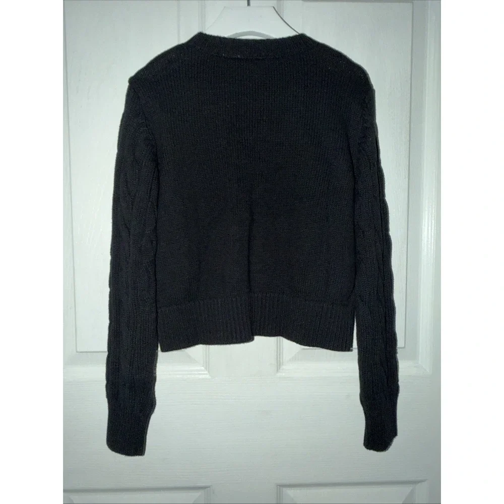 New GAP Kids Girls Black Cable Knit‎ Button Cardigan Size M 8 Cotton